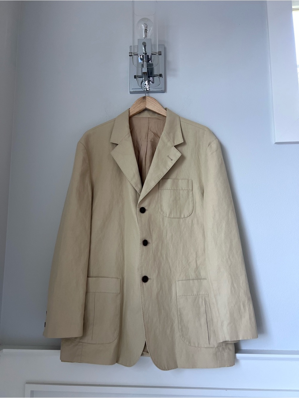 Men's Tan Lightweight linen blend  Blazer Jacket
